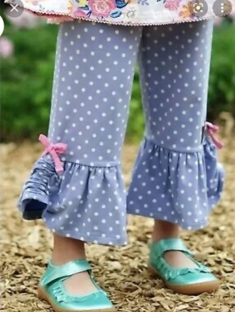 Matilda Jane Let's Go Together Blue Polka Dot Ruffle Cropped Pants